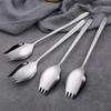 Cream Fruit Stainless Steel Reusable Outdoor Long Handle Spork Salad Forks Flatware Dessert Spoons