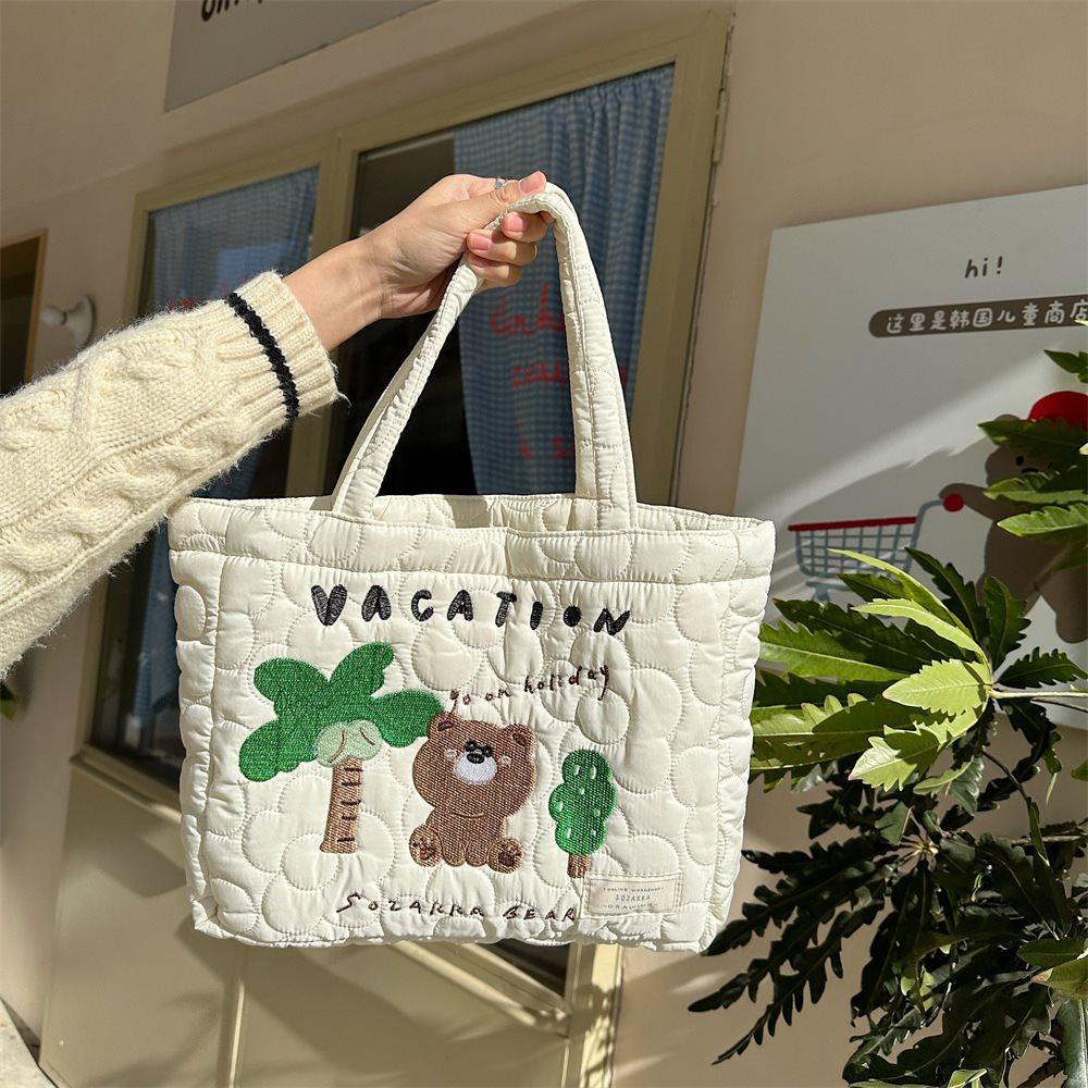 

Мягкая хлопковая трендовая сумка для ланча с уникальной вышивкой для приключений каждый день Coconut Bear