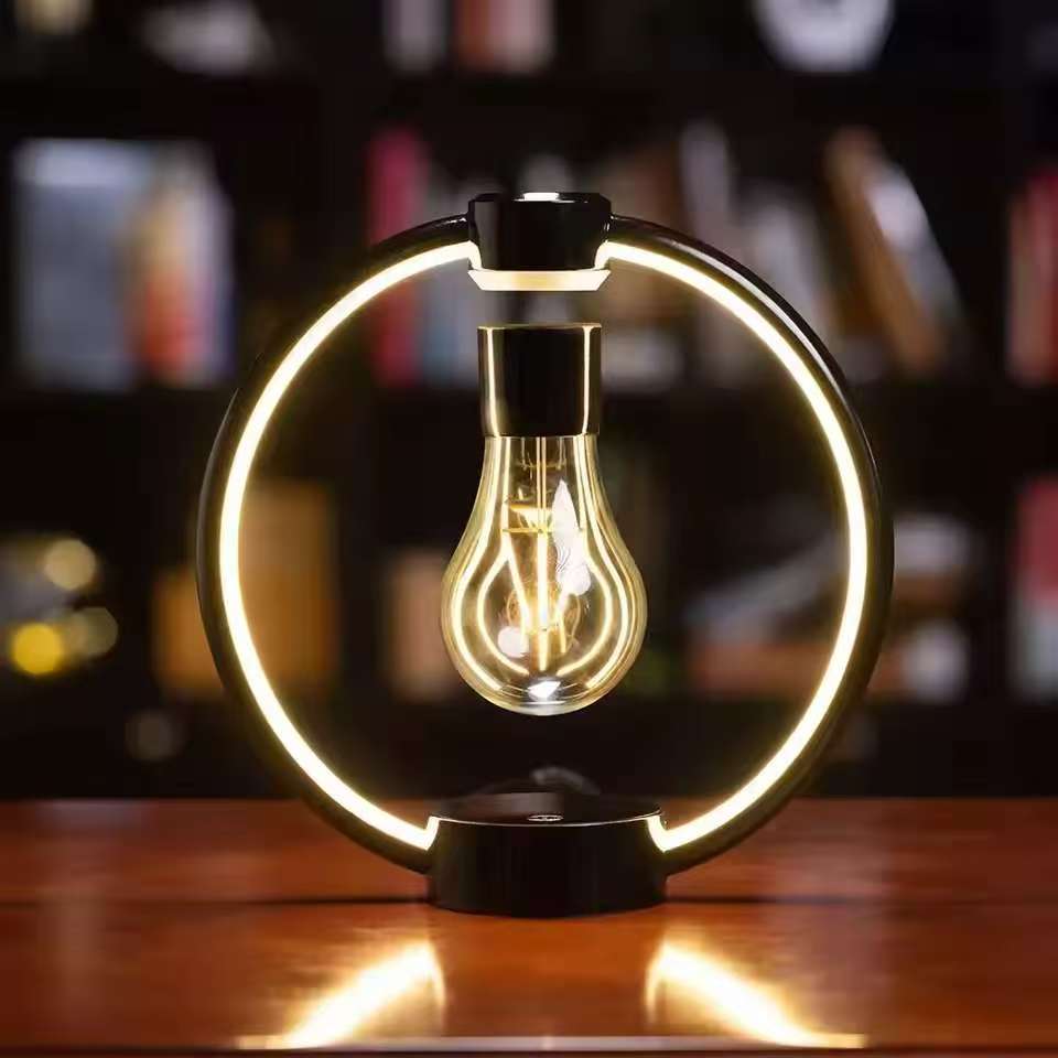 Lâmpada de Mesa Papai Noel com Levitação Magnética Flutuante LED Giratório 360° Decoração de Levitação Magnética Presente de Natal Único
