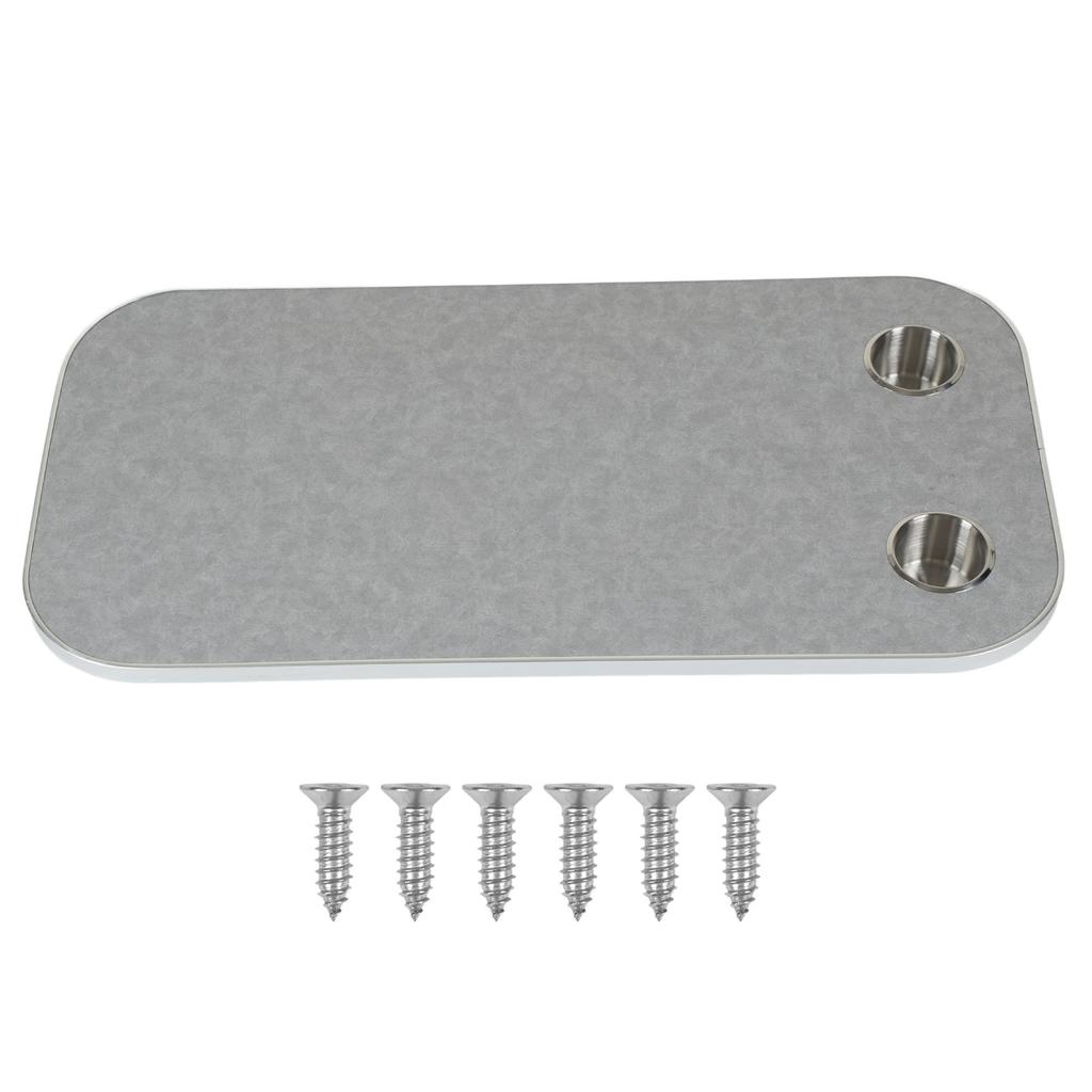 400x800mm Removable Rectangular Table Solid Wood RV Table Board with 2 Cup Holders for RV Yacht Caravan Grey