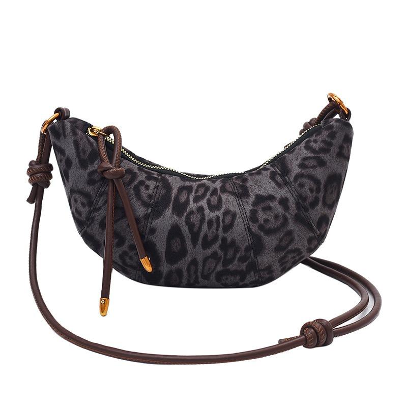 Niche Design Leopard Print Dumpling Bag Women's New High-end Retro Versatile Shoulder Messenger Bag