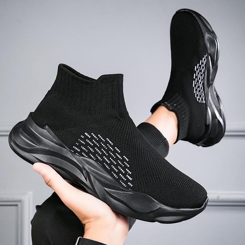 2025 autumn new medium tube socks shoes one pedal large size elastic socks shoes high top casual sports couple shoes