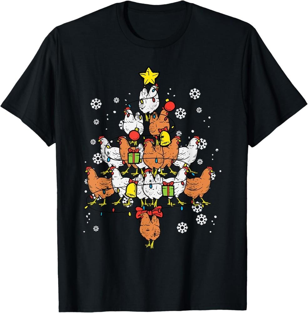 

Chicken Christmas Tree Animal Xmas Women Men Farm T-Shirt L