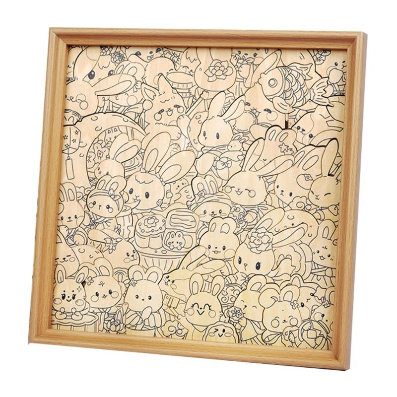 

Painting Puzzle Toy Set Wooden Rabbit Shaped Cutout Painting Craft Set For Kids Student Art Drawing Birthday Supplies