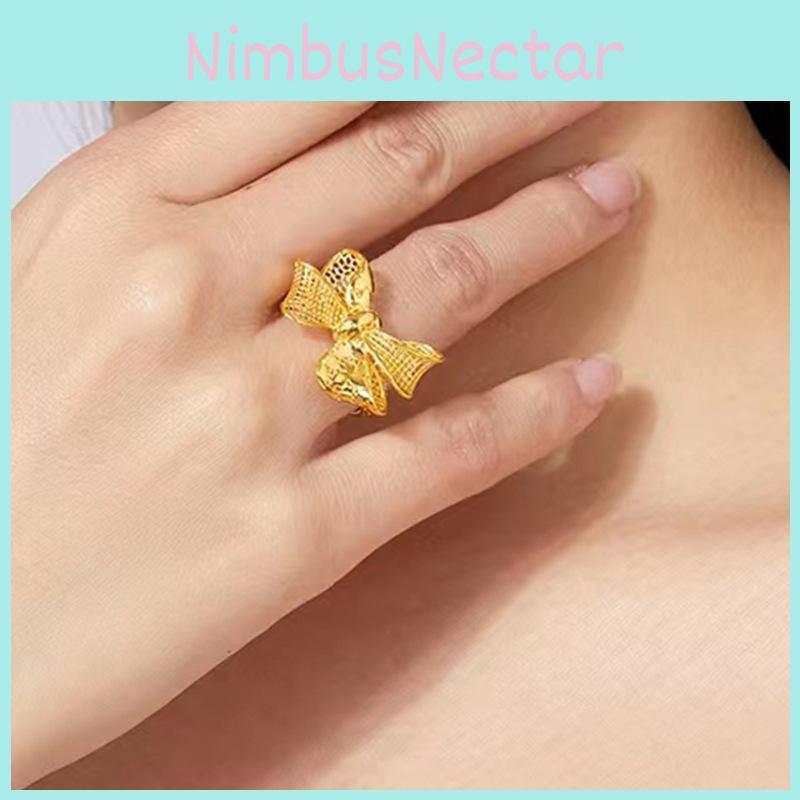 Auffälliger vergoldeter floraler Schmetterlingsring für Damen mit verstellbarer Passform