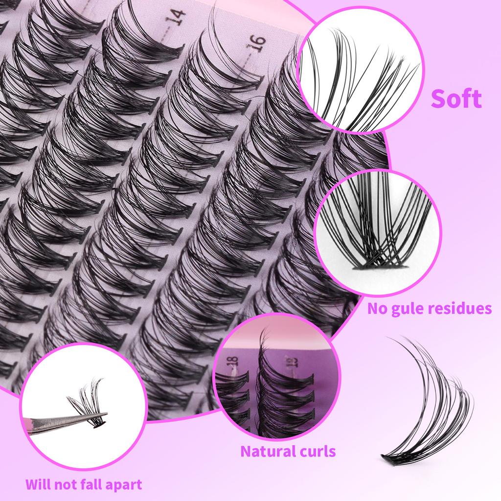 Natural Thick D-Song Single Cluster False Eyelashes 10-18Mmdiy Segmented Multi-Hair Eyelashes