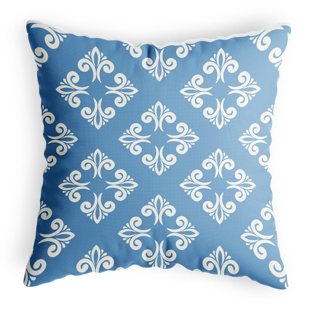 Blue and White Porcelain Style Pillow Cover Retro Home Bedside Wooden Sofa Pillow Cover Cotton Linen Polyester Living Room Chair Cover
