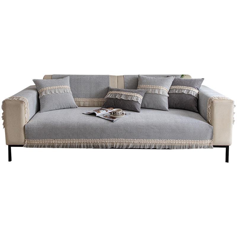 French Chenille Sofa Cushion, Universal Non-Slip In All Seasons, Living Room Seat Cushion, Solid Color, High-End Sofa Cover, Cloth Towel