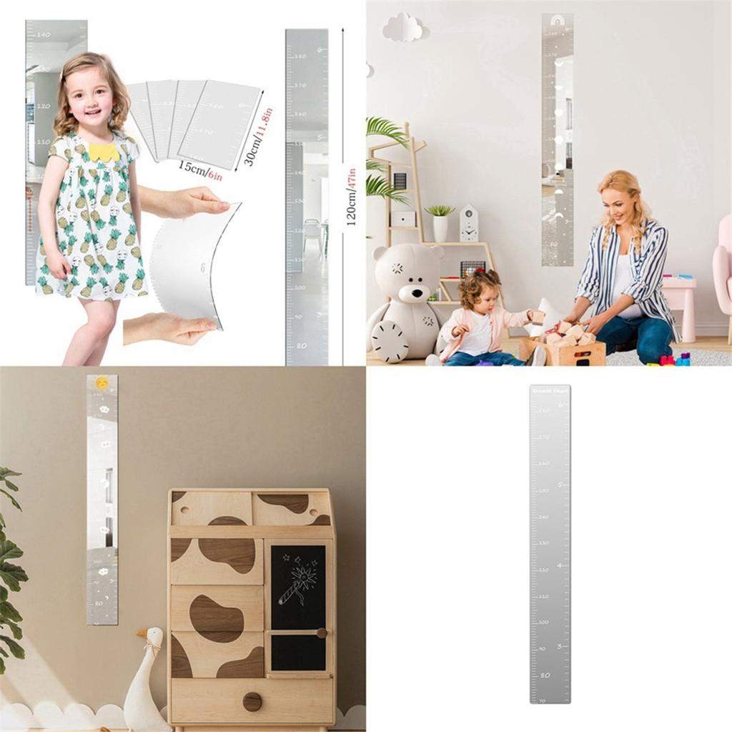BHBL Acrylic Height Measurement Wall Sticker Growth Chart Mirror Decor Ruler Scale 70-180cm 18x120cm