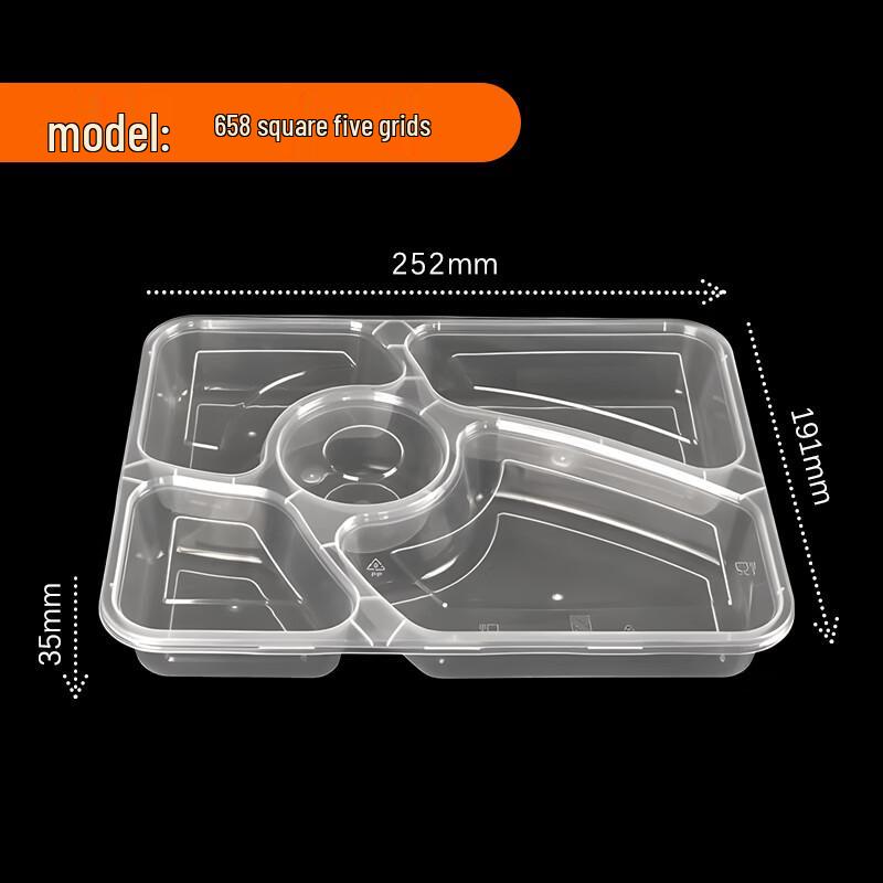 Food Grade Disposable 5-Compartment Takeaway Lunch Box