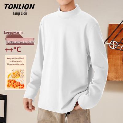 TonLion Men's Fleece-Lined Semi-High Collar Thermal T-shirt