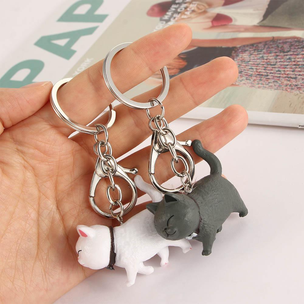 Zinc Zinc Alloy Cute Car Cartoon Animal Bag Hanging Pendant Cat Keyring Keychain Kitten Key Chain