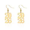 Gold Color 2026 Drop Earring Stainless Steel Ear Pendant  Spring Festival Party