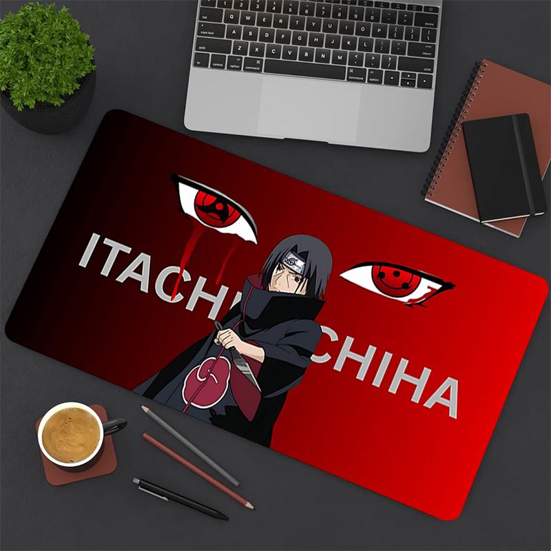 1Pc Itachi Uchiha'S Sharingan Gaming Mouse Pad Keyboard Desk Mat Non-slip Rubber Lock Edge Waterproof Computer Mousepad for Office Home Decor Ey110