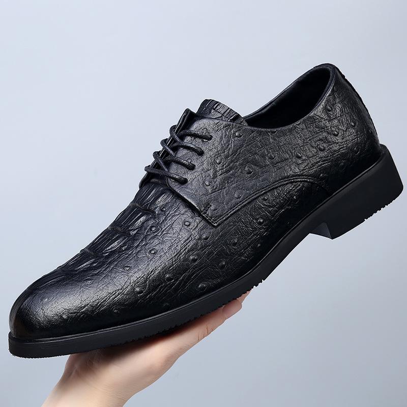 

High-end leather shoes men s business dress leather lace-up men s wedding interview men s shoes summer British breathable shoes men 44