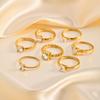 Minimalistische Geometrische Dünnband Weiße Zirkonringe für Damen, Vergoldete Hochzeits Statement Ringe, Edelstahl Schmuck Geschenk