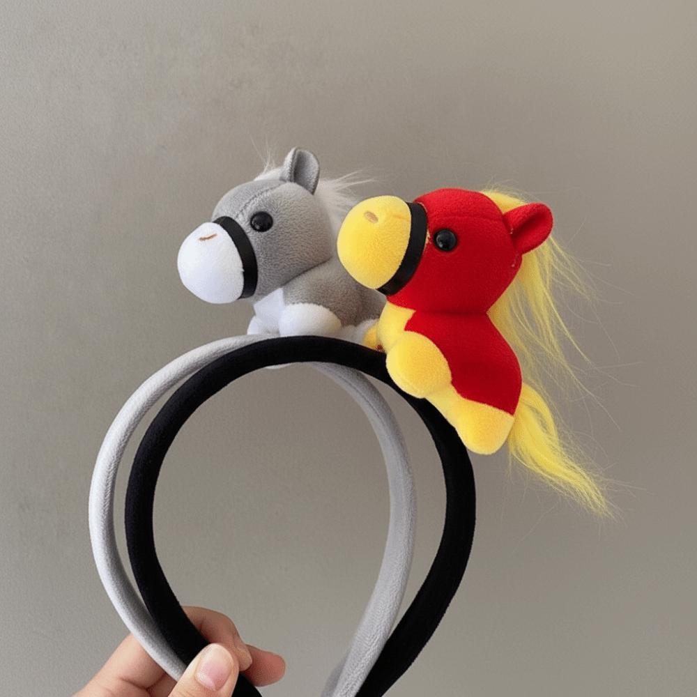 Cartoon New Year Headband Pony Plush Horse Headband Cute Headpiece  Children