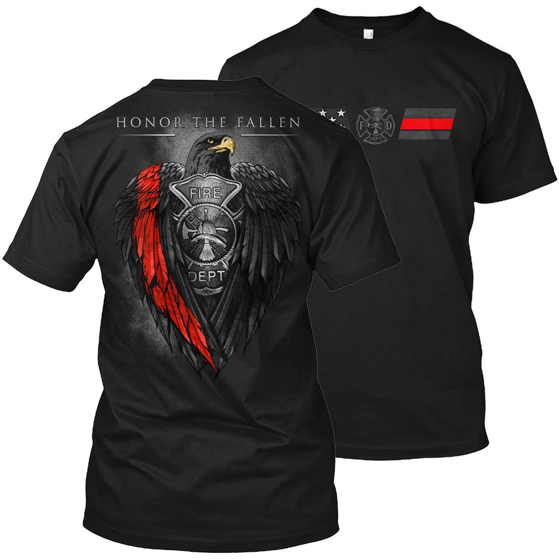 Red Line Eagle Fire Department Badge Firefighter TShirt 100 Cotton ONeck Summer Short Sleeve Casual Mens Tshirt Size S3XL S