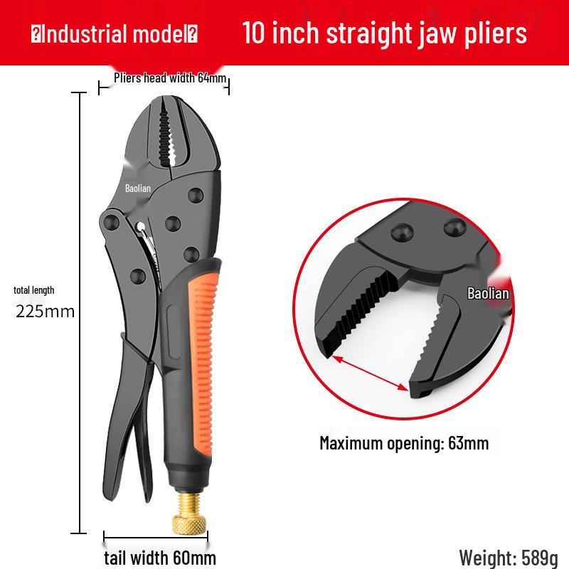 Heavy-Duty Multi-Function Pliers with Round Mouth, C-Type Automatic Clamp, and Flat Head Quick Seal