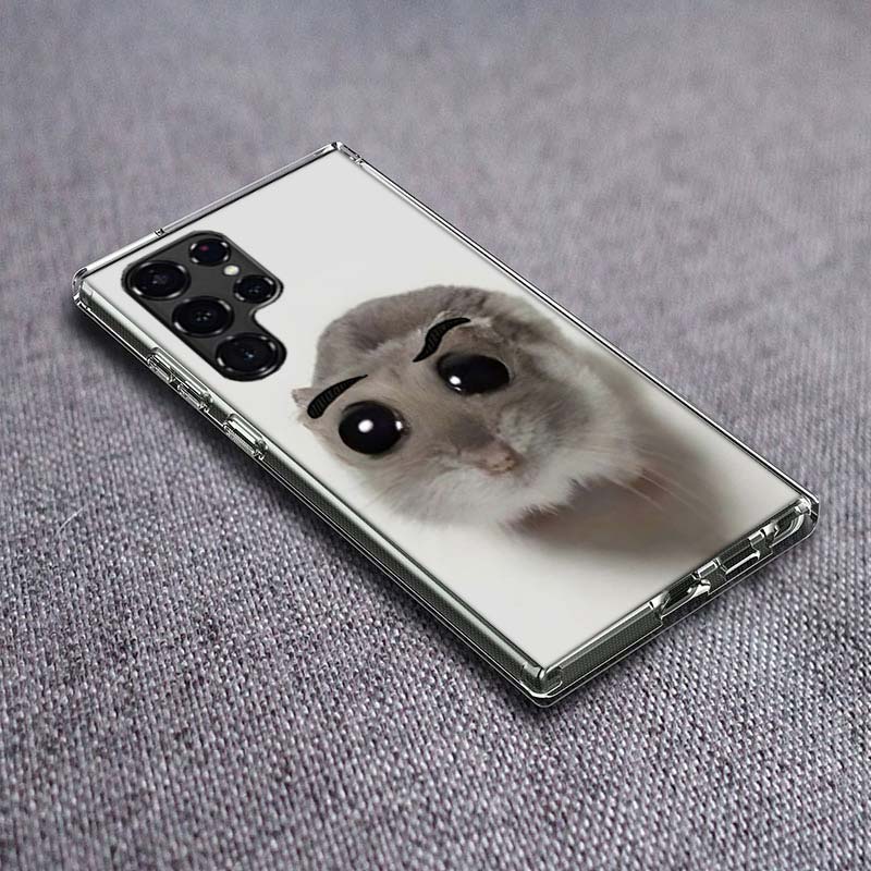 Funny Sad Hamster Meme Phone Case For Samsung Galaxy S24 S23 S21 S20 FE S22 S26 Ultra S25 Edge S10 Plus Cover Clear TPU Capa She