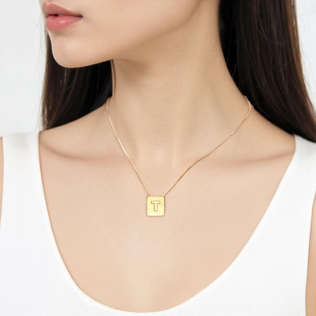 Celine Alphabet Series Letter T Necklace Unisex necklace Gold Brass 46N0T6BRA-35OR