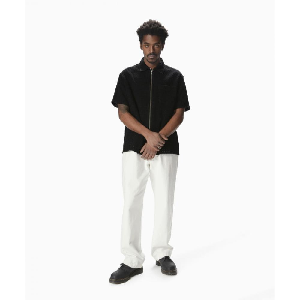 Thisisneverthat Damaged Denim Zip S S Shirt Black