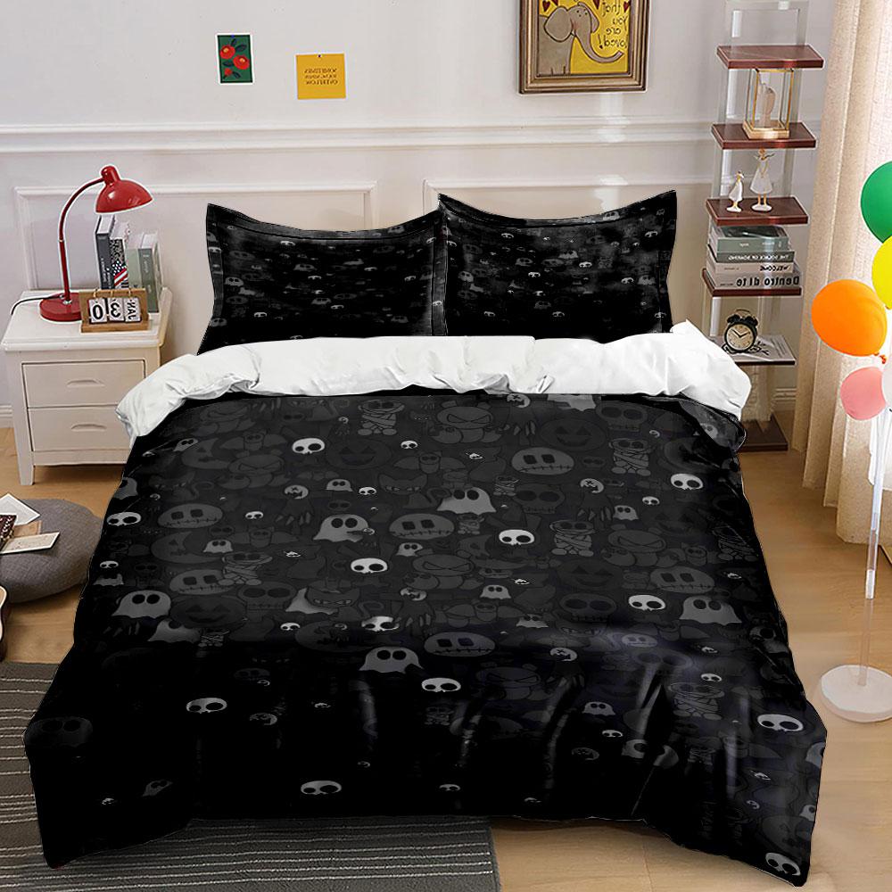 

Skulls, ghosts, and pumpkins. Bedding sets Duvet cover sets Duvet covers Pillowcases(1 * Duvet Cover 2 * Pillowcases, without duvet insert) 135x200cm