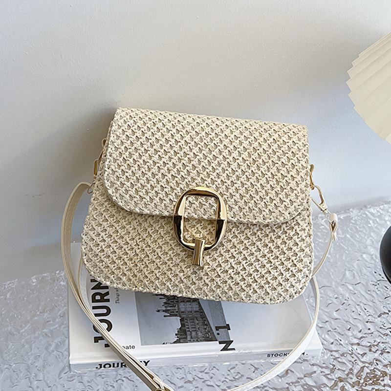 

Летние модные соломенные сумки через плечо, повседневные дорожные пляжные сумки через плечо, дизайнерские женские сумки с клапаном 20x15x8cm