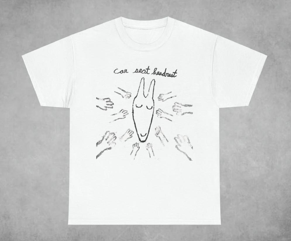 Vtg Car Seat Headrest Band For Fans Cotton White Full Size Unisex Shirt Unisex T-Shirt XL