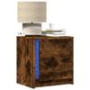 VidaXL Bedside Cabinet and LED Lights Smoked Oak Engineered Wood, Side Table, Bedside Cabinet, Side Table for 852055