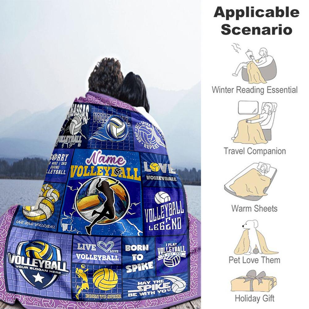 Volleyball444 Personalized Text Blanket Lightweight Customizable Blanket Durable Comfort Versatile for Office Chair Sofa Bed Bedding