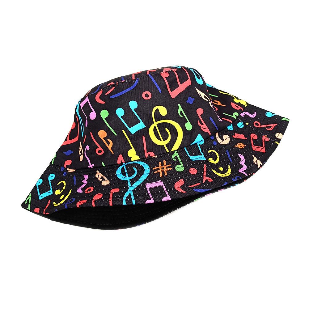 Fashion Musical Note Print Bucket Hat for Men Women Summer Travel Beach Sunscreen Panama Unisex Casual Decorate Fisherman Caps