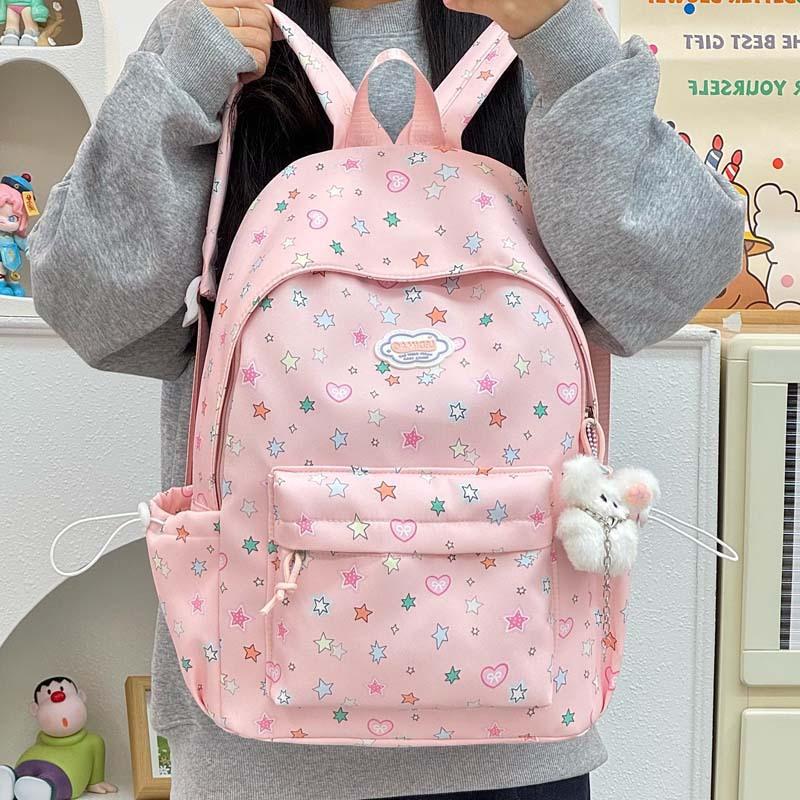 Schoolbag new cute junior high school ins star backpack fresh middle school girl large capacity versatile high value back