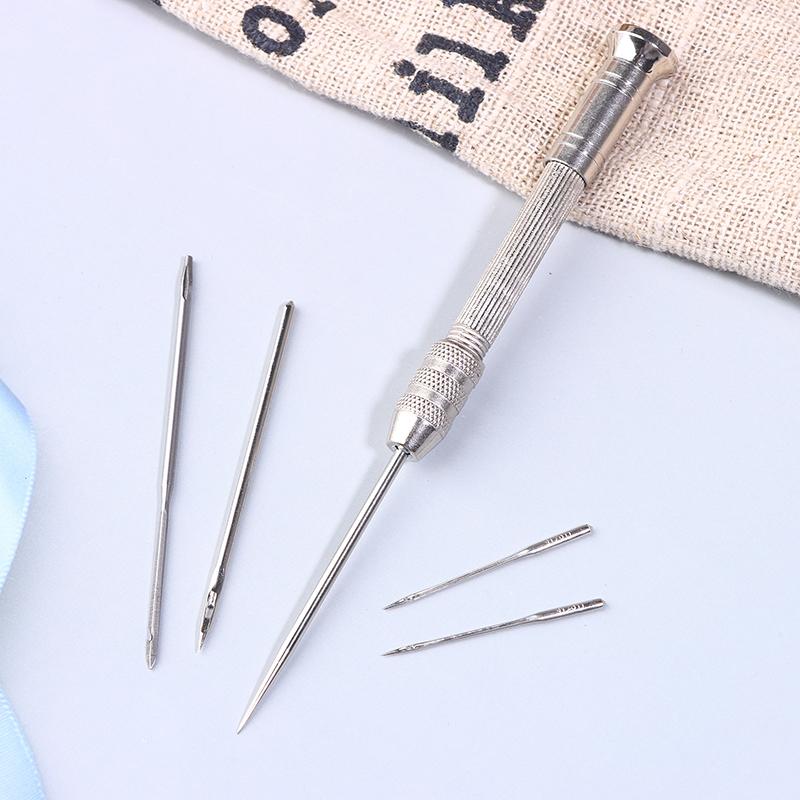Leather Sewing Awl Repair Kit Replaceable Punch Stitching Needles With Awl Handle For Shoes Stitching Diy Leathercraft