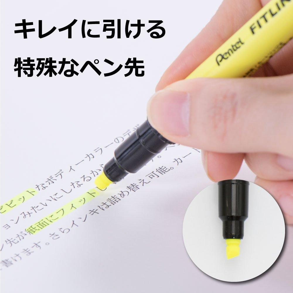 PENTEL Fitline Yellow Highlighter Pen SLW11-G (10 Pens)