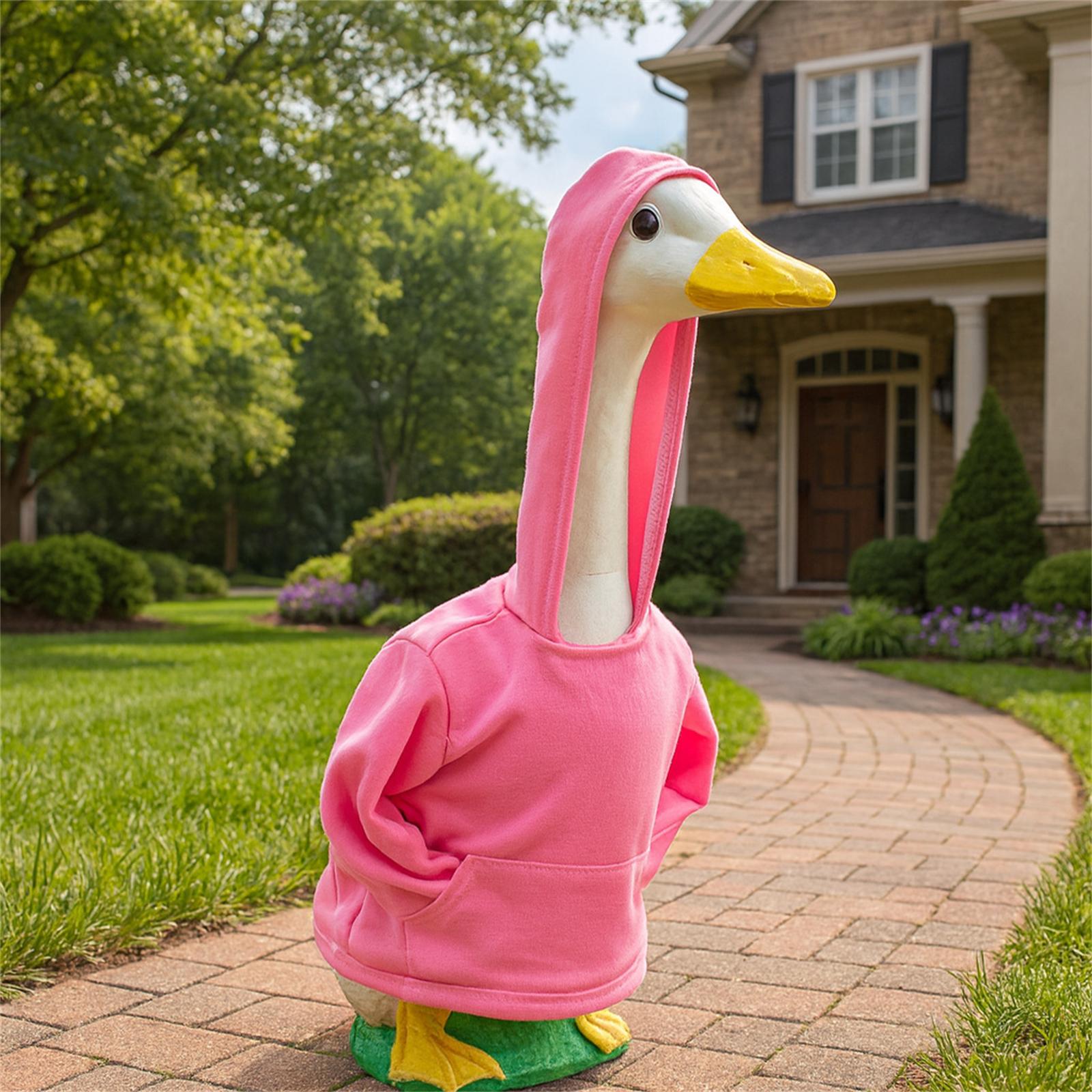 

Pink Hoodies For Porch Goose Outfits Pet Dog Costume Garden Ornaments Clothing Set One Size
