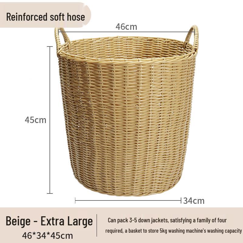 Blue Rattan Woven Laundry Hamper: Multipurpose Basket for Clothes, Toys, and Home Storage