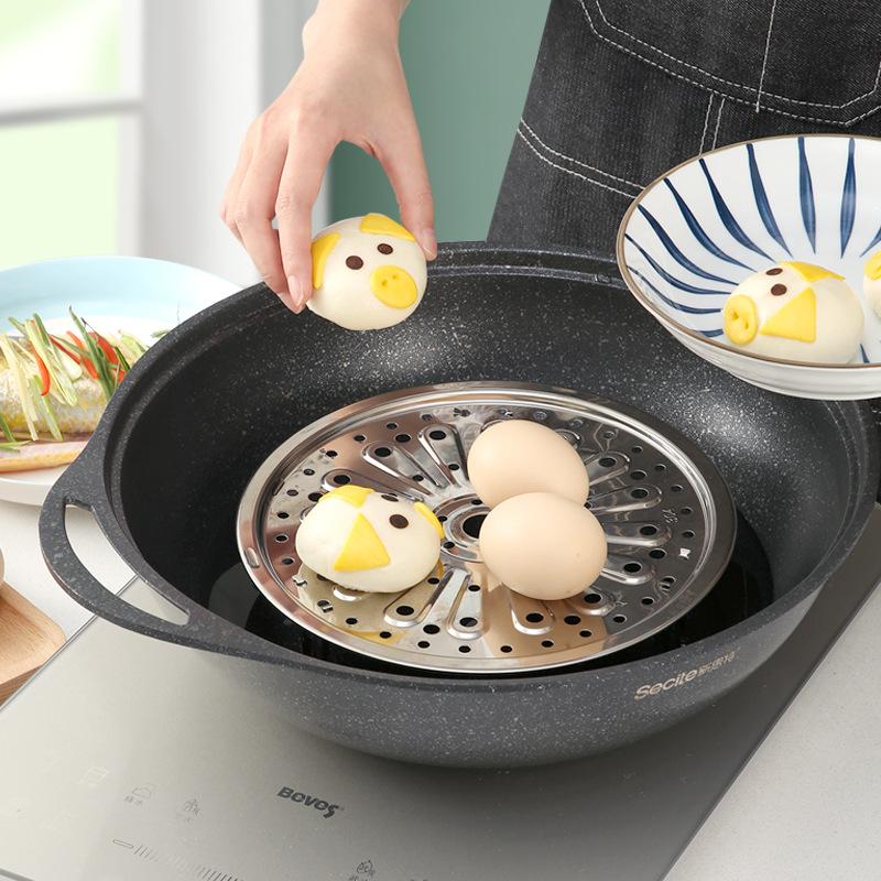 Multi-Size 304 Stainless Steel Home Steamer Round Steamed Grid  Kitchen Bread Buns Dumplings Steaming Rack Cooking Utensils
