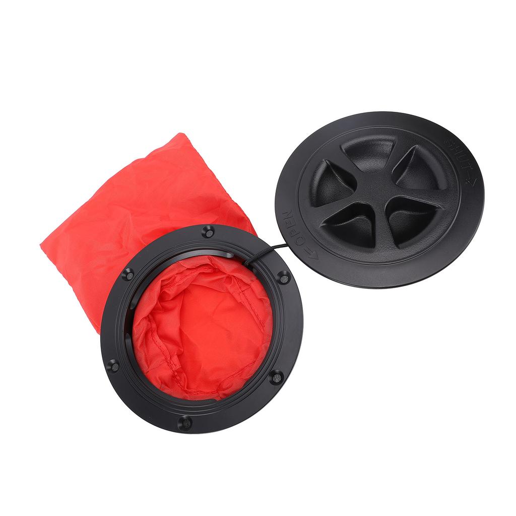 4 Inch Boat Deck Access Cover with Tool Bag Long Lasting Impact Proof Inspection Hatch Deck Plate for Marine Yacht Black