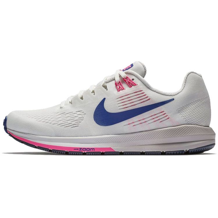 Nike Zoom Structure 21 Lightweight Breathable Mesh Cushioning Non-Slip Durable Low-Top Marathon Running Shoes Women Sneaker White Blue Pink 904701-101