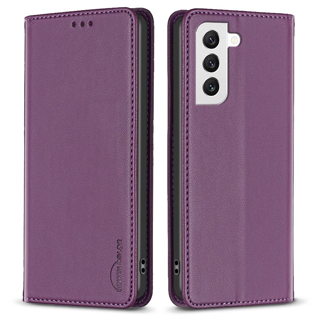 BINFEN COLOR BF18 Phone Case for Samsung Galaxy S21 FE 5G Card Holder PU Leather Stand Cover