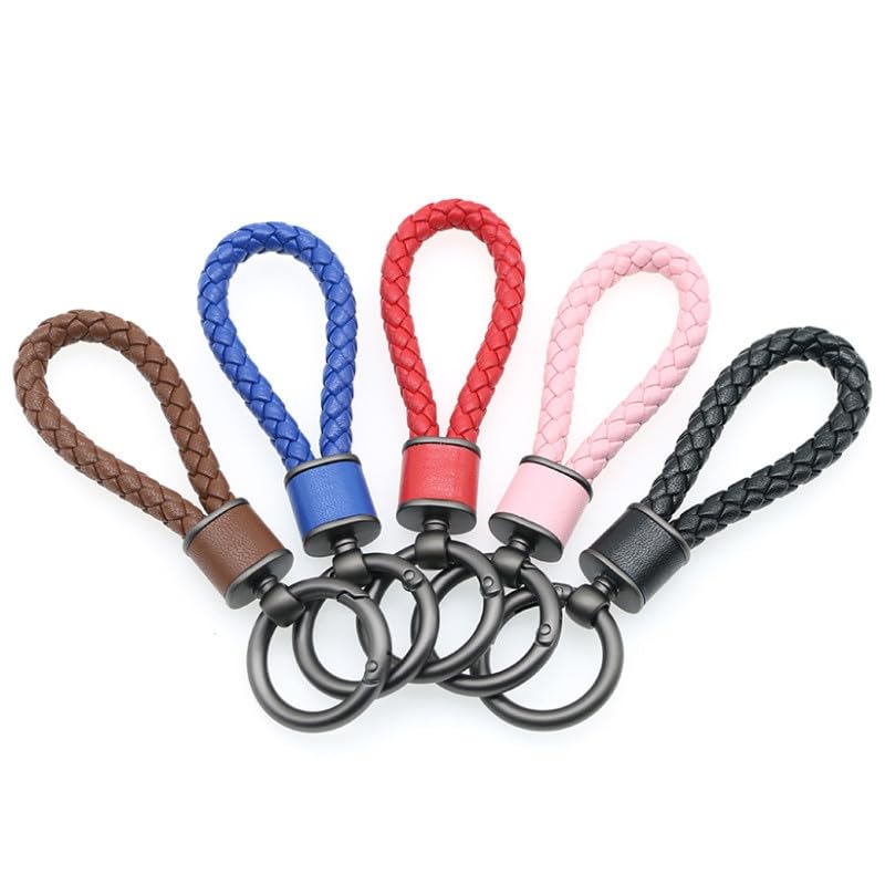 Rockyu Keychain, Men's, Women's, Braided Leather, Car Key Ring, Simple, Stylish, Lightweight, Durable, Gift,