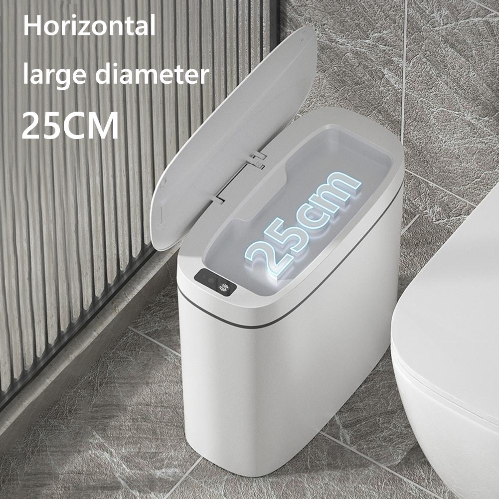 14L Smart Sensor Trash Can with Lid Auto Motion Sensor Rubbish Can IPX5 Waterproof Wastebasket for Bathroom Kitchen Narrow Space