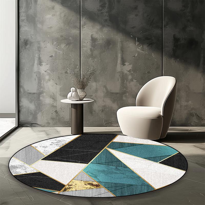 Modern Abstract Round Carpet Living Room Geometric Pattern Decor Area Rugs Coffee Tables Office Chair Non-slip Mats Customizable