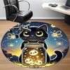 1 Stück Nachtkatze Büro Runder Teppich, Unter Bürostühlen Schlafzimmer Wohnzimmer Heimdekoration, Raumdeko