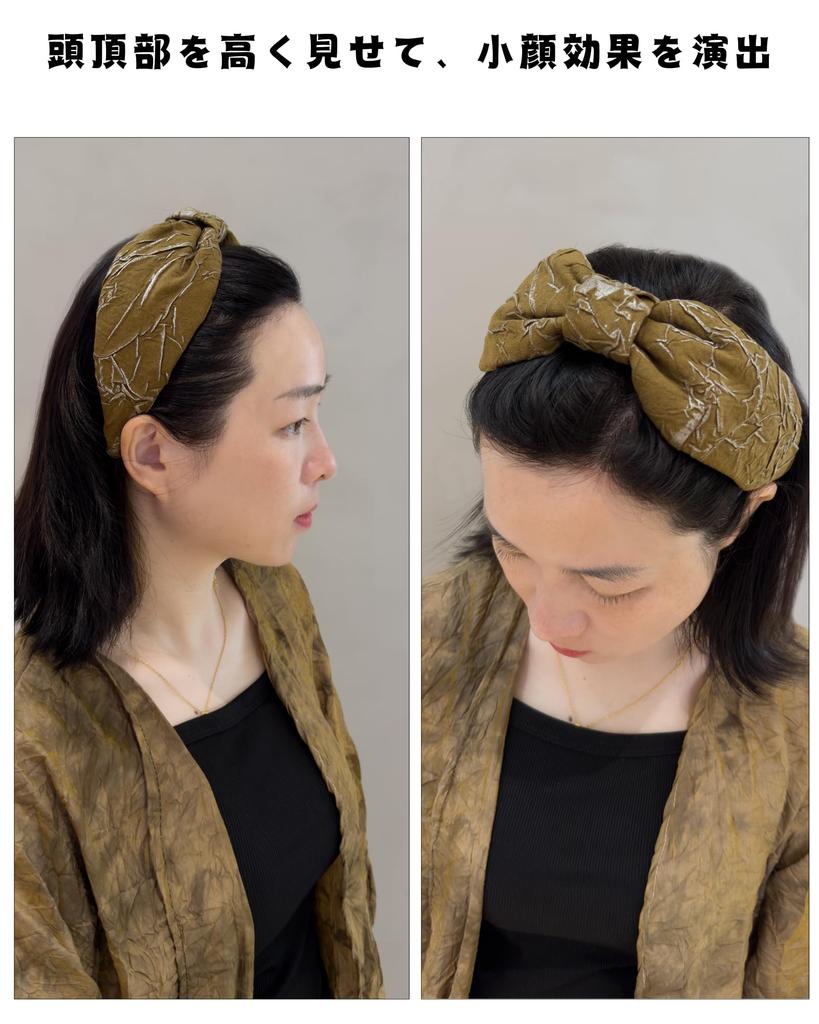 MISSYI Turban Thick Wood Antique Cute for Adults Women's Headband, Comfortable, Wide, Headband, Grain, Casual, Simple, Retro, Style, (Khaki)