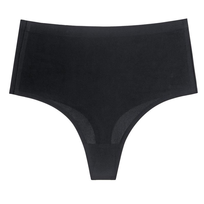 European & American Women's High-Waisted Seamless Ice Silk Thong - Invisible Sports Fitness Underwear