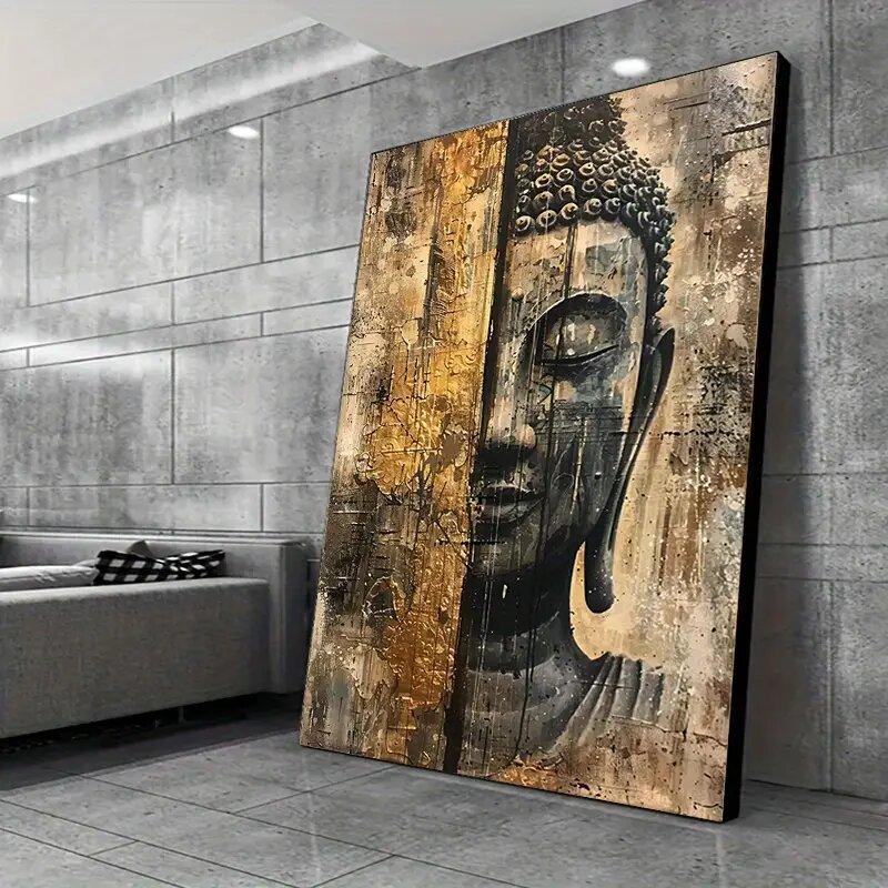 Minimalist Buddha Statue Abstract Art Printed Polyester Paintings Wall Home Decoration Perfect Gifts Ornaments Modern Curtains Made Of