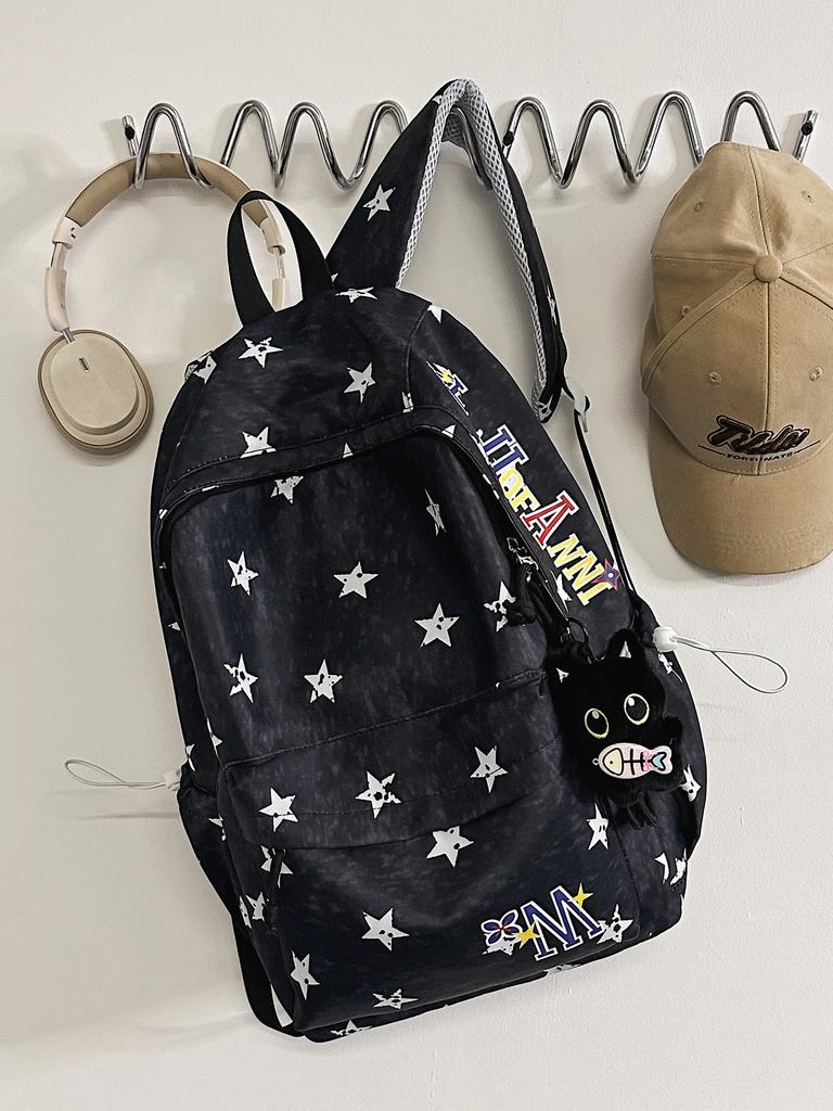 Schoolbag American Style Star Backpack Male and Female College Students High Value Ins Large Capacity Lightweight Simple Junior High School Bag