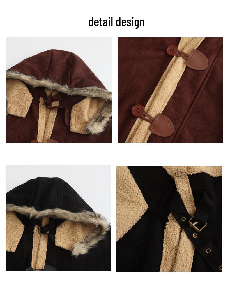 Cappotto da uomo con cappuccio in ecopelle foderato in shearling - Giacca Autunno/Inverno